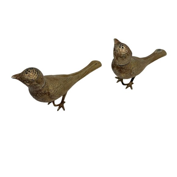 Salt & Pepper Shakers Pheasant Brass Bird MCM Figurine Vintage Heavy - Picture 3 of 15